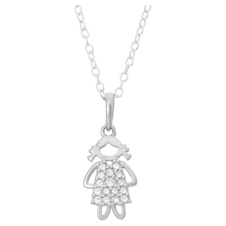 Target Children's Little Girl Cubic Zirconia Pendant In Sterling