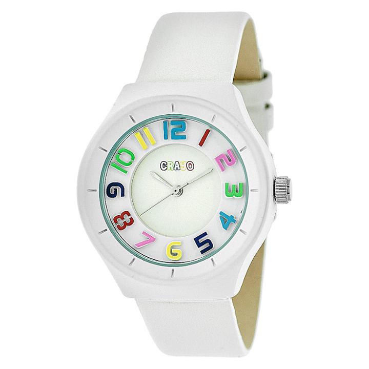 Crayo Atomic Women's Leatherette Strap Watch - White