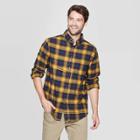 Men's Plaid Standard Fit Long Sleeve 1-pocket Flannel Button-down Shirt - Goodfellow & Co Zesty Gold S, Men's,