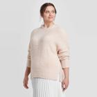 Women's Plus Size Long Sleeve V-neck Hoodie Sweater - A New Day Blush X, Women's
