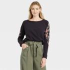 Women's Embroidered Sweatshirt - Knox Rose Black