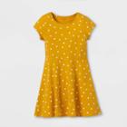 Girls' Printed Short Sleeve Knit Dress - Cat & Jack Mustard Yellow