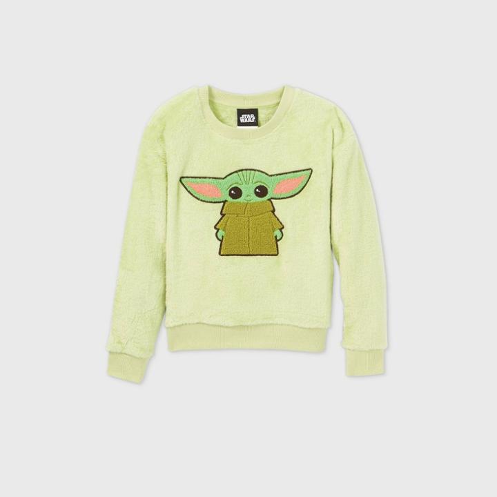 Girls' Star Wars Galaxy's Edge Baby Yoda Chenille Sweatshirt - Green