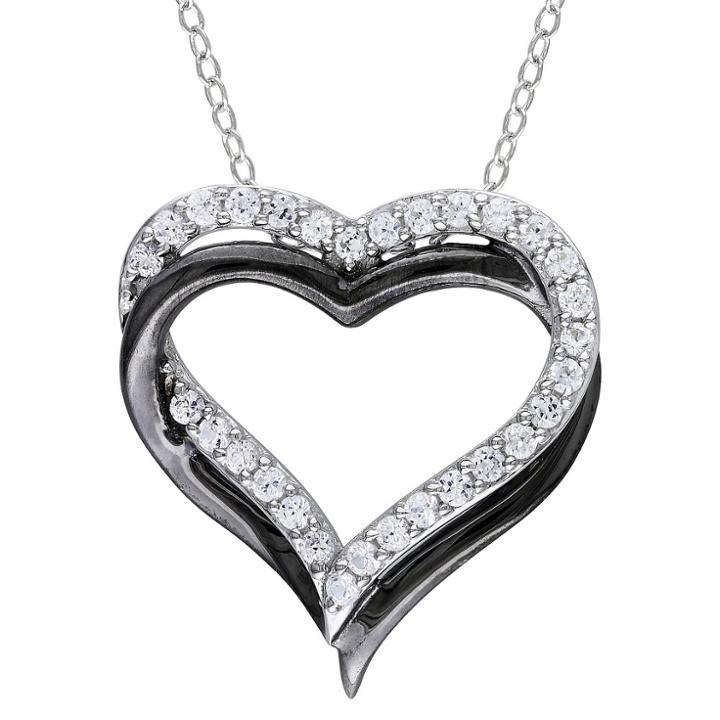 Target 5/8 Ct. T.w. White Sapphire Heart Shaped Pendant In Sterling And Black Rhodium Plated Silver