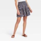 Women's Mini A-line Skirt - Universal Thread Gray Floral