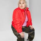 Women's Plus Size Long Sleeve Zip-up Puffer Jacket - Wild Fable Red