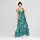 Women's Floral Print Ruffle Hem Maxi Dress - Le Kate (juniors') Dark Green