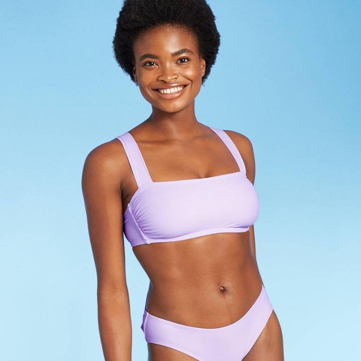 Juniors' Square Neck Bralette Bikini Top - Xhilaration Lavender D/dd Cup, Purple