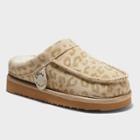 Kids' Dluxe By Dearfoams Vancouver Leopard Genuine Shearling Clog Slippers - Brown