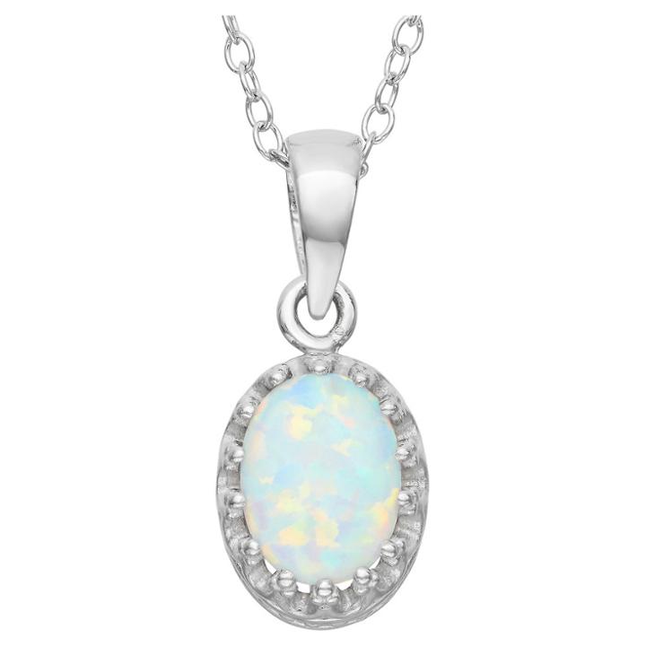 1 1/5 Tcw Tiara Opal Crown Pendant In Sterling Silver, Women's, White