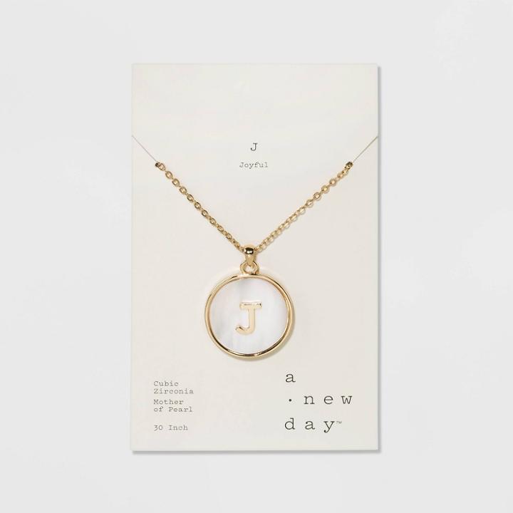 Mop Initial J Necklace 30+3 - A New Day Gold, Gold - J