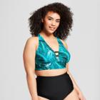 Costa Del Sol Women's Plus Size Palm Halter Bikini Top - Turquoise X, Blue