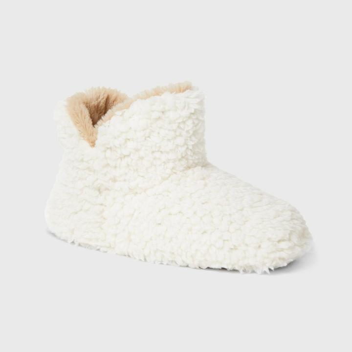 Women's Dearfoams Chelsea Shaggy Pile Bootie Slippers - Ivory