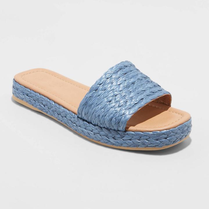 Women's Mardi Raffia Platform Slide Sandals - Universal Thread Blue