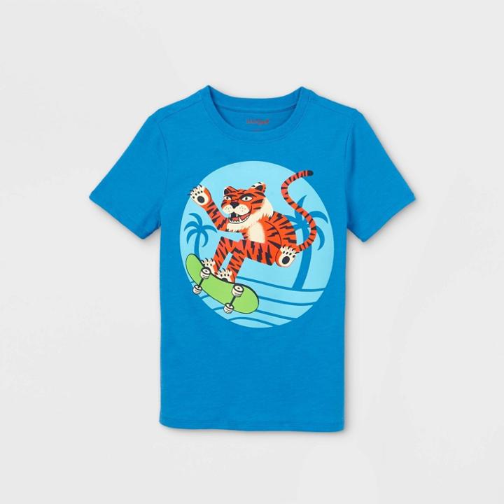 Boys' Short Sleeve Skateboarding Tiger Graphic T-shirt - Cat & Jack Blue