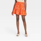 Women's Printed Ruffle Hem Mini Skirt - Who What Wear Orange