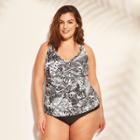 Women's Plus Size Lattice Trim Tankini - Kona Sol Black/white