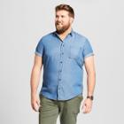 Men's Big & Tall Standard Fit Denim Short Sleeve Button-down Shirt - Goodfellow & Co Bayshore Blue