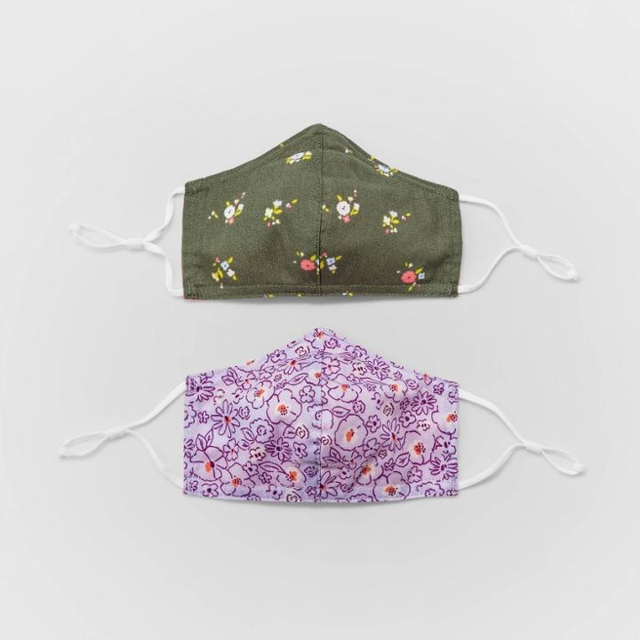 Kids' 2pk Floral Mask - Cat & Jack Green