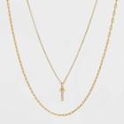 14k Gold Plated Crystal Initial 't' Pendant Chain Necklace - A New Day Gold
