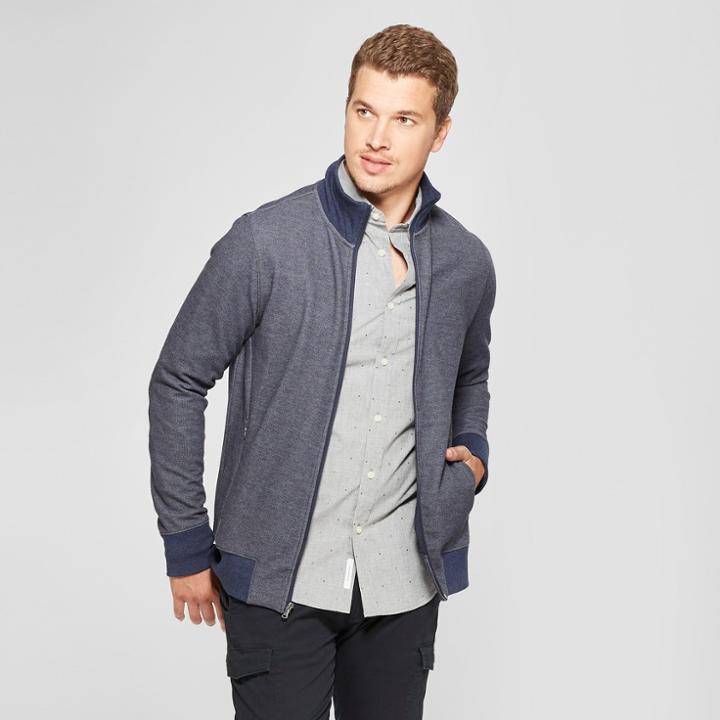 Men's Standard Fit Long Sleeve Full Zip Track Jacket - Goodfellow & Co Xavier Navy