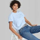 Women's Short Sleeve Rolled Round Neck Cuff Boxy T-shirt - Wild Fable