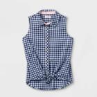 Girls' Sleeveless Button-down Shirt - Cat & Jack Navy/white