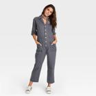 Women's Long Sleeve Collared Boilersuit - Universal Thread Gray