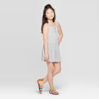 Girls' Button Front Knit Romper - Art Class Gray
