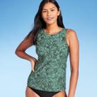 Women's High Neck Tankini Top - Kona Sol Green Tropical