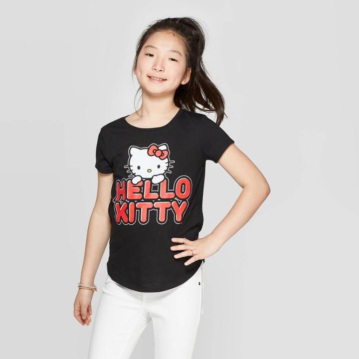 Girls' Hello Kitty Short Sleeve T-shirt - Black