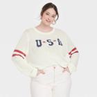 Grayson Threads Women's Plus Size Usa Stars Graphic Knit Sweater - White
