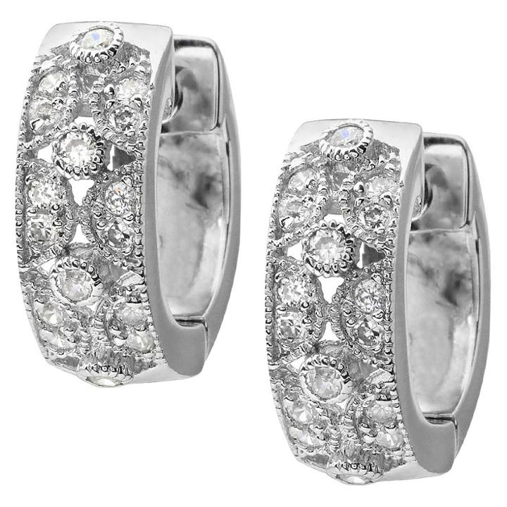 Journee Collection 5/8 Ct. T.w. Round Cut Cubic Zirconia Pave Set Hoop Earrings -