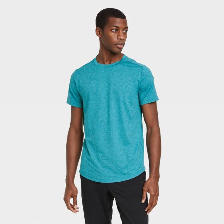 Men's Short Sleeve Soft Stretch T-shirt - All In Motion Teal Heather