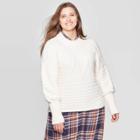 Women's Plus Size Long Sleeve Crewneck Femme Pullover Sweater - Universal Thread Cream 2x, Size: