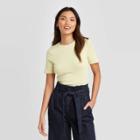 Women's Short Sleeve Crewneck Fitted T-shirt - A New Day Light Green