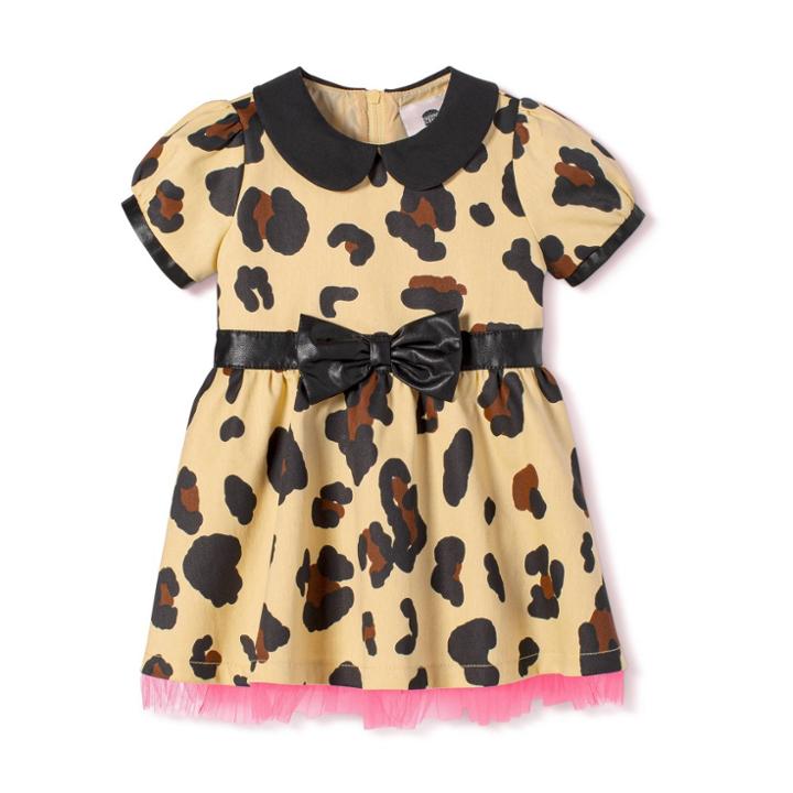 Petitebaby Girls' Leopard Print Short Sleeve Collared Tutu Mini Dress - Harajuku Mini For Target Tan 18m, Women's, Beige
