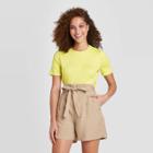 Women's Slim Fit Short Sleeve Fitted T-shirt - A New Day Lime Xs, Women's, Green