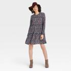 Women's Long Sleeve Babydoll Dress - Knox Rose Navy Floral Xs, Blue Floral