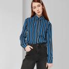 Women's Striped Long Sleeve Tie Front Button-down Shirt - Wild Fable Blue