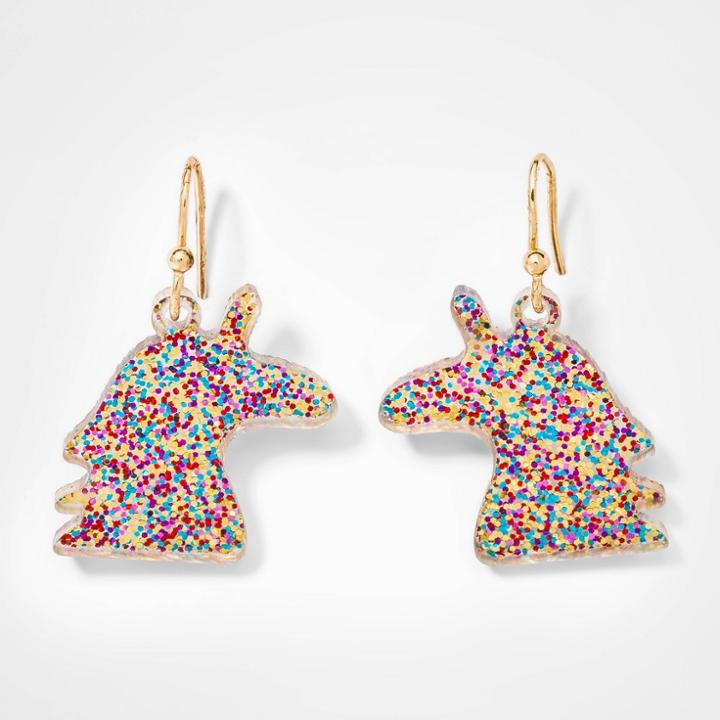 Girls' Glitter Unicorn Earrings - More Than Magic , Women's,