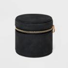 Faux Leather Round Case Jewelry Organizer - A New Day Black