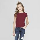 Girls' Rib Short Sleeve T-shirt - Art Class Burgundy (red)