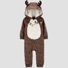 Baby Girls' Reindeer Lights Rompers - Just One You Made By Carter's Brown Newborn