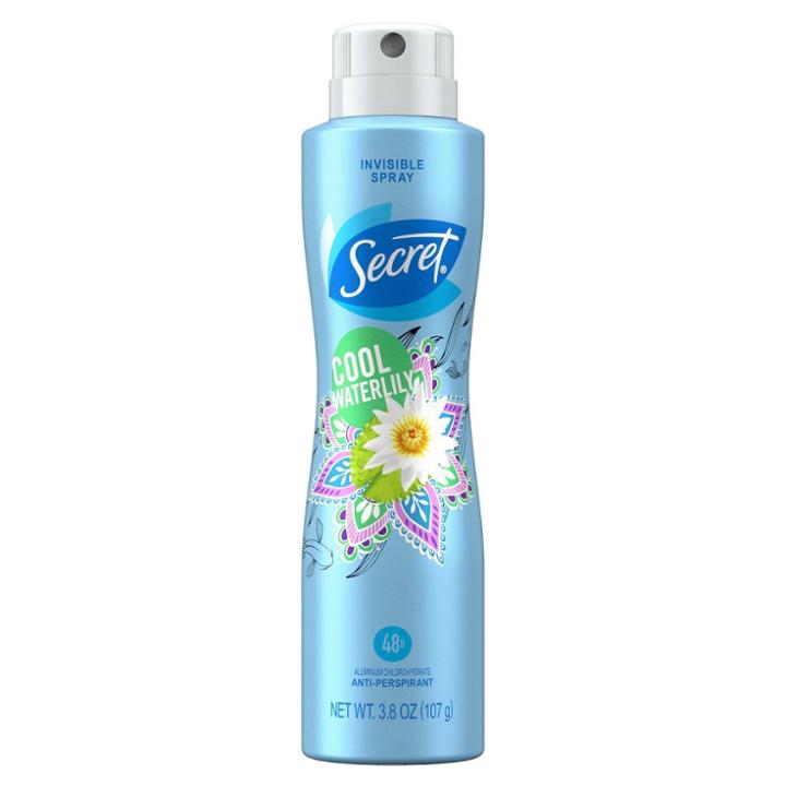 Secret Invisible Spray Antiperspirant And Deodorant For Women Cool Waterlily - 3.8oz,