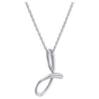 Distributed By Target Women's Sterling Silver Cursive Script Initial Pendant - J (18),