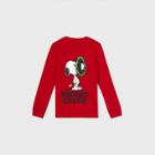 Boys' Peanuts Snoopy 'holiday Cheer' Long Sleeve T-shirt - Red