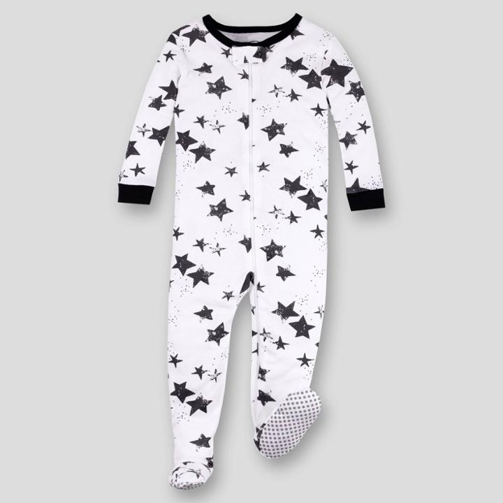 Lamaze Toddler Boys' Stars Organic Cotton Snug Fit Footed Pajama - Black/white