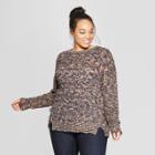 Women's Plus Size Long Sleeve Subtle Shine Pullover - Universal Thread Blue