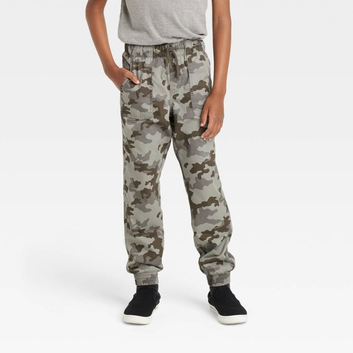 Boys' Jersey Lined Pull-on Jogger Fit Pants - Cat & Jack Camo Green